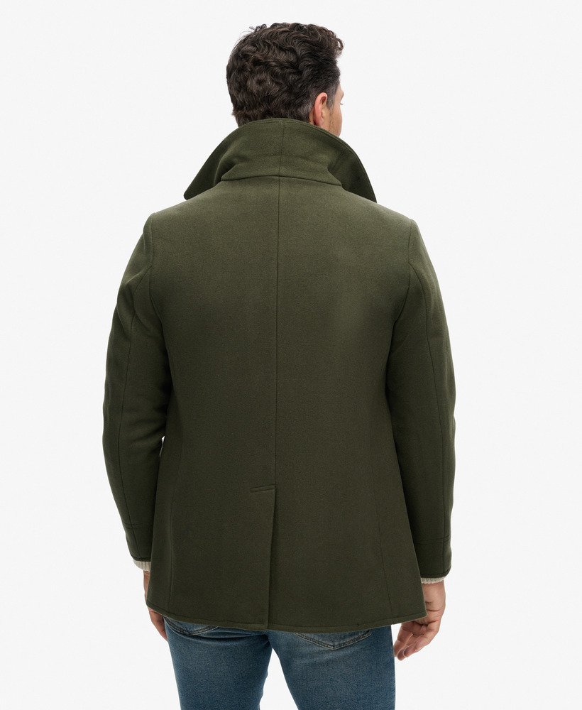 de merchant store - wollen peacoat in donker mosgroen