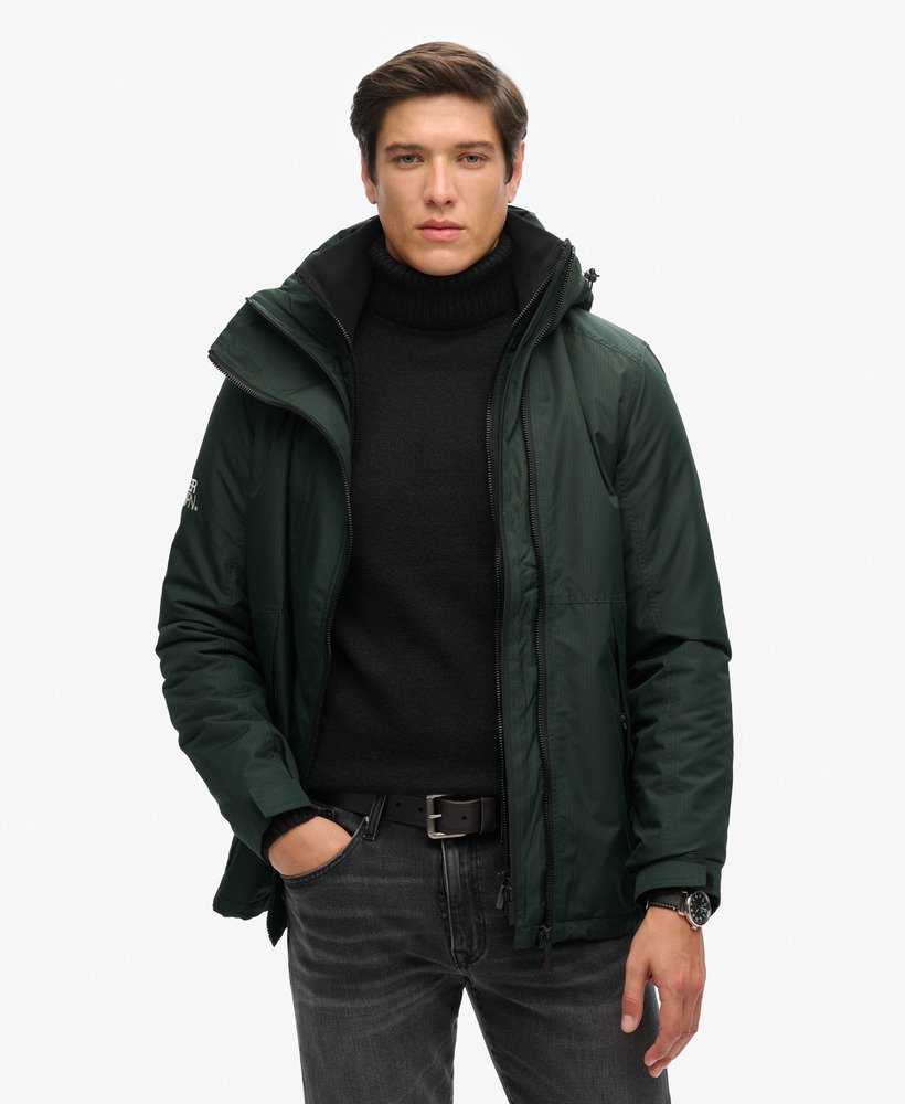 windjack met capuchon in jachtstijl in academy dark green