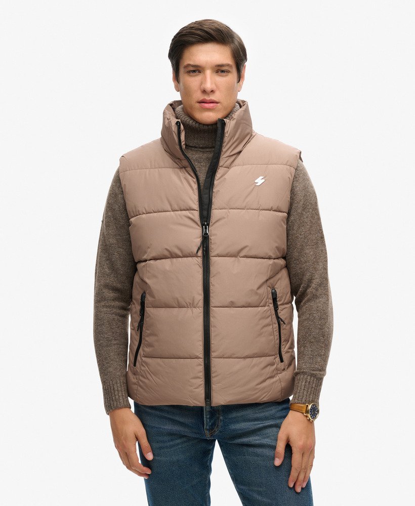 sportief gewatteerd vest in fossielbruin