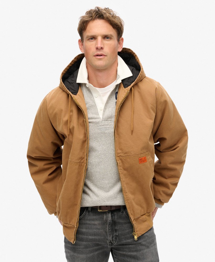overgebleven bomberjack met capuchon in tabaksbruin van denim co.