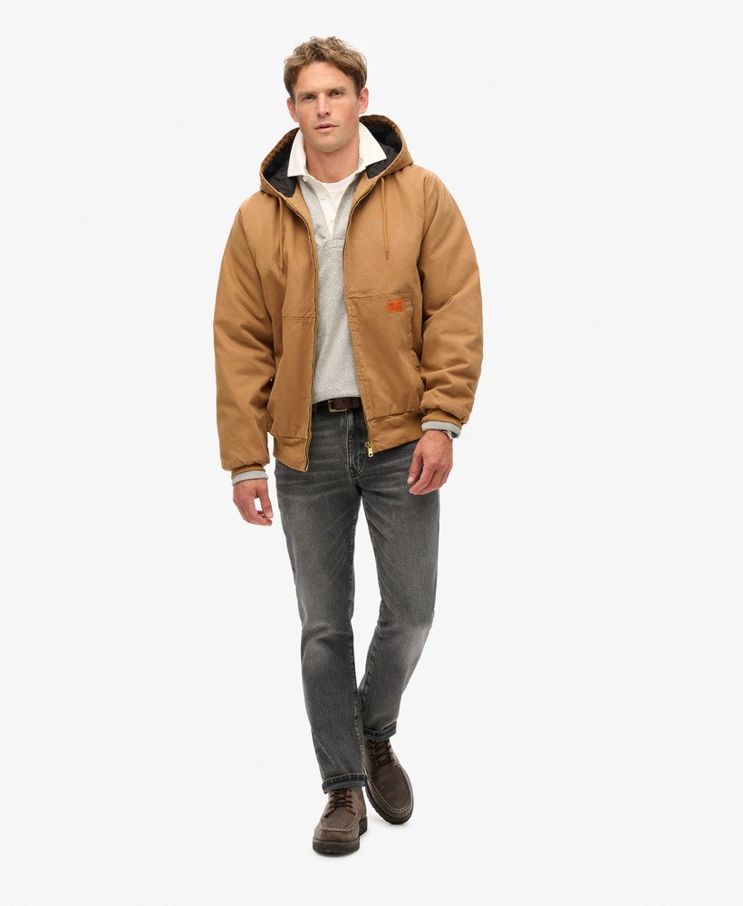 overgebleven bomberjack met capuchon in tabaksbruin van denim co.