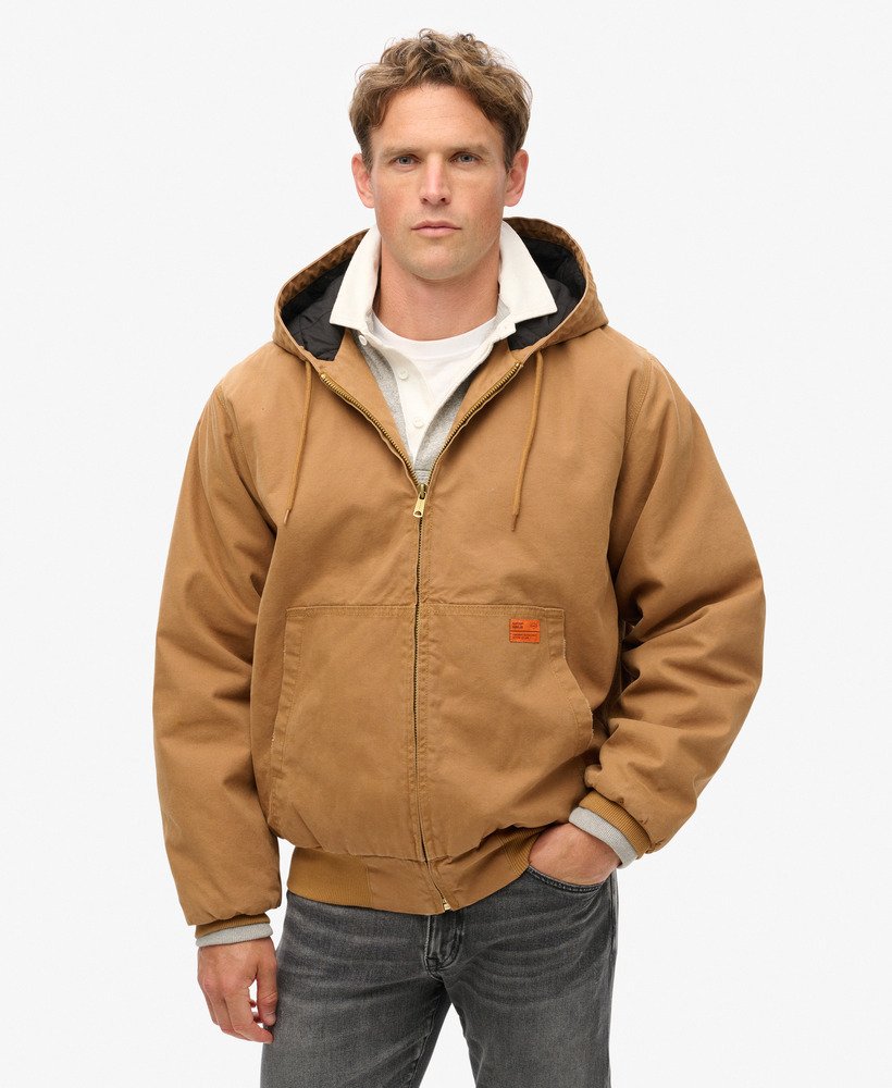 overgebleven bomberjack met capuchon in tabaksbruin van denim co.