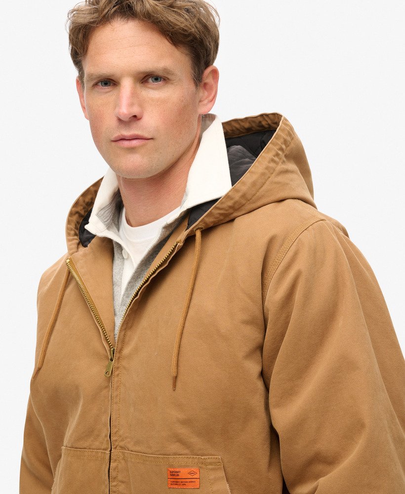 overgebleven bomberjack met capuchon in tabaksbruin van denim co.