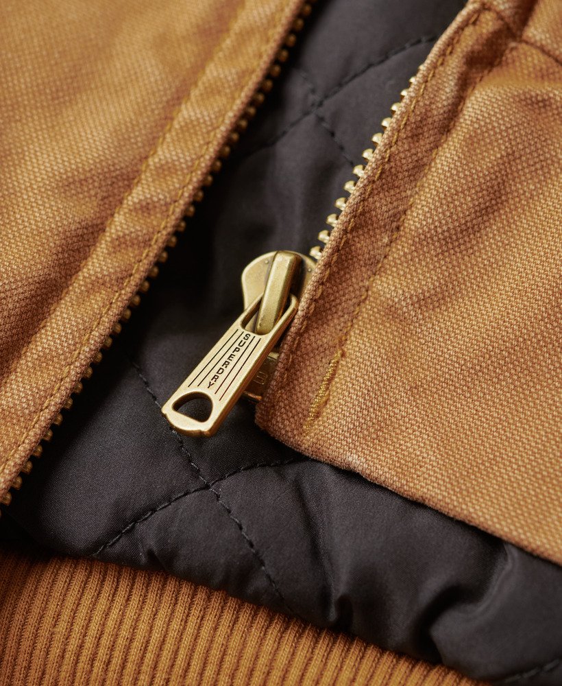 overgebleven bomberjack met capuchon in tabaksbruin van denim co.