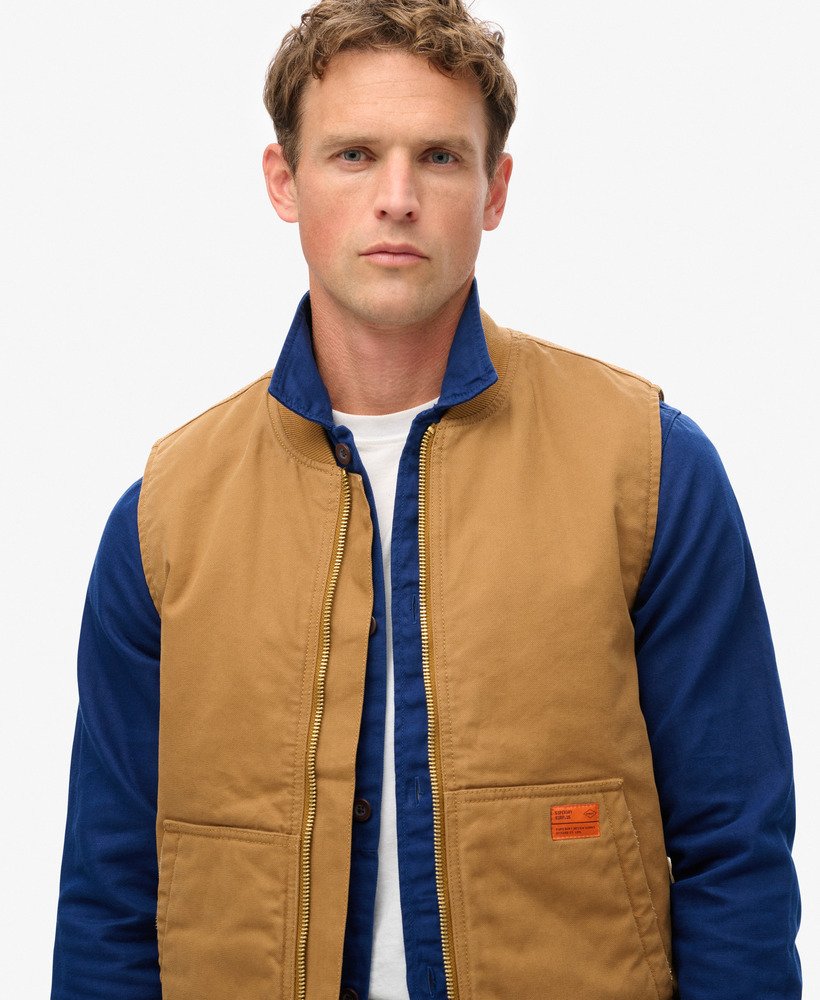 overgebleven werkvest van denim co in tabaksbruin.