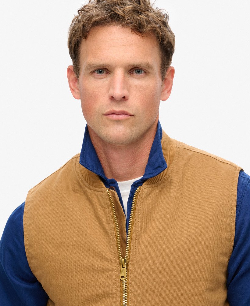 overgebleven werkvest van denim co in tabaksbruin.