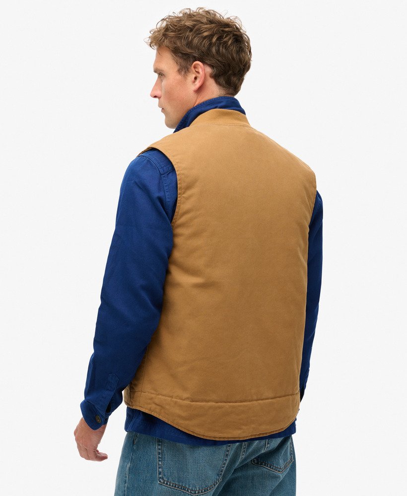 overgebleven werkvest van denim co in tabaksbruin.
