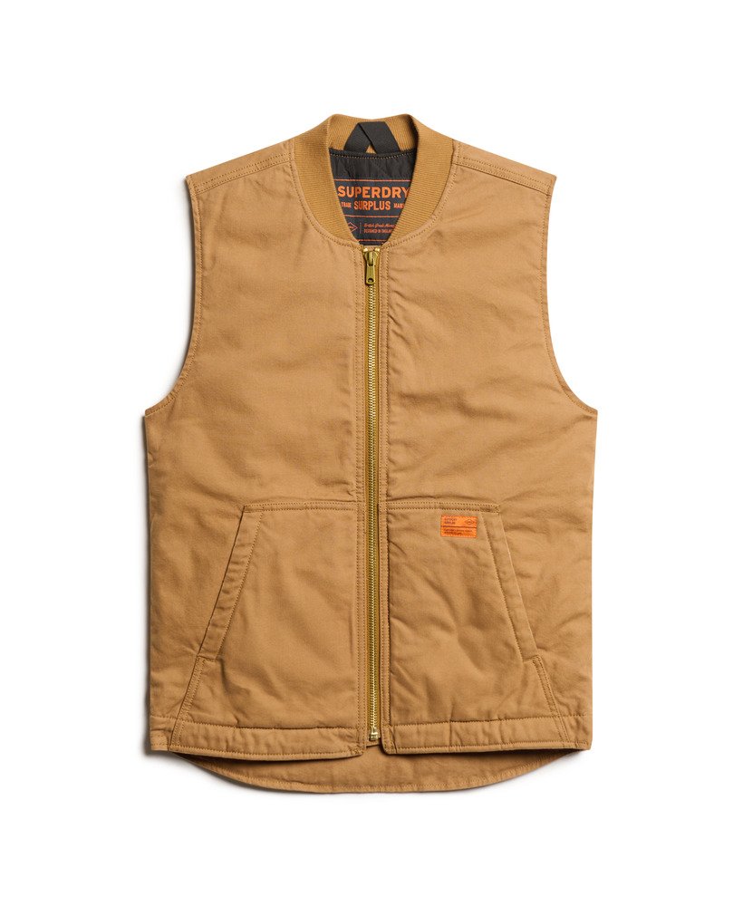 overgebleven werkvest van denim co in tabaksbruin.