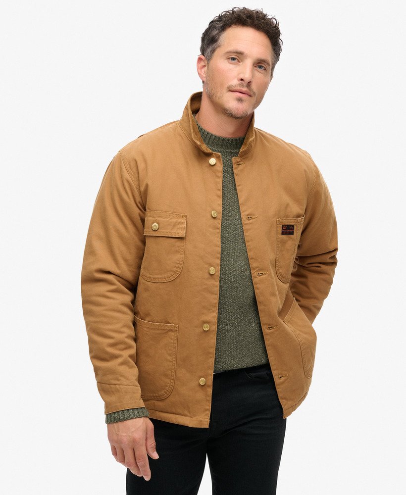surplus vierzakken werkjas in denim co tabaksbruin