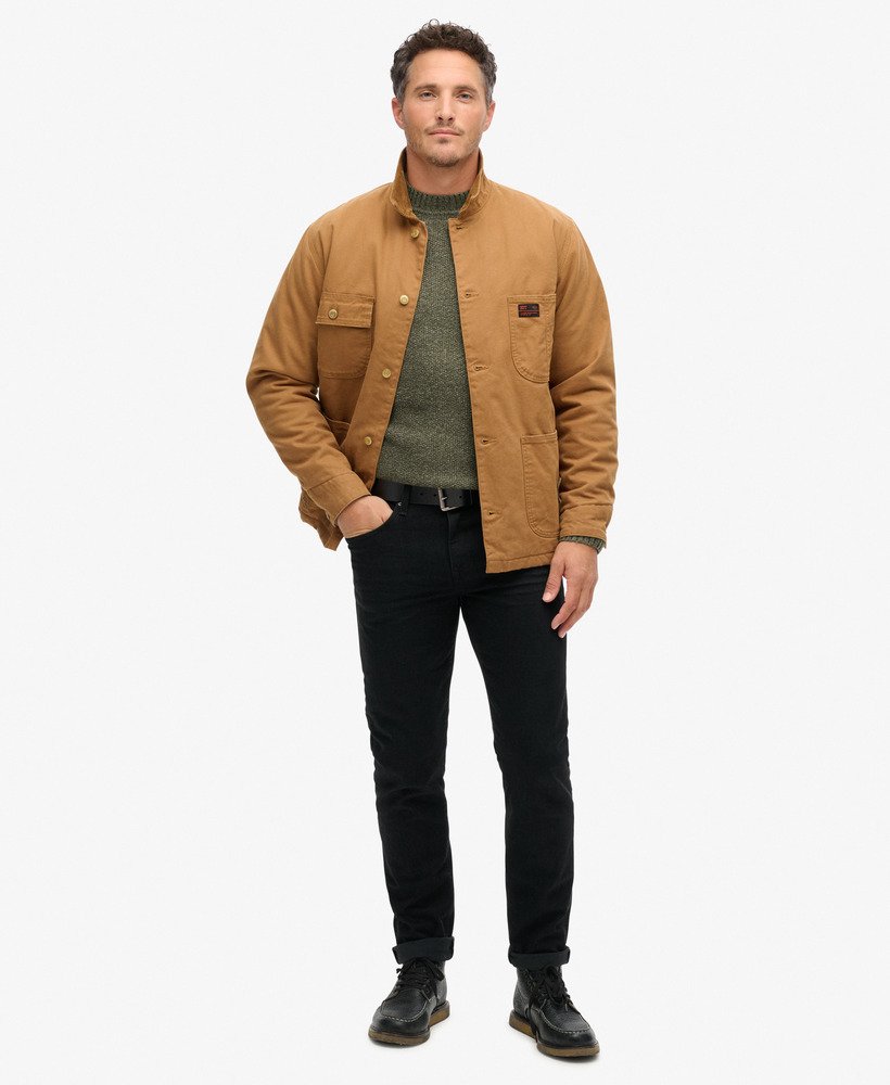 surplus vierzakken werkjas in denim co tabaksbruin