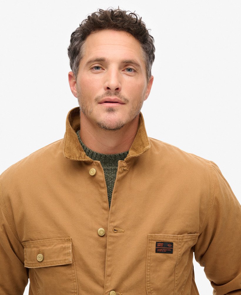 surplus vierzakken werkjas in denim co tabaksbruin