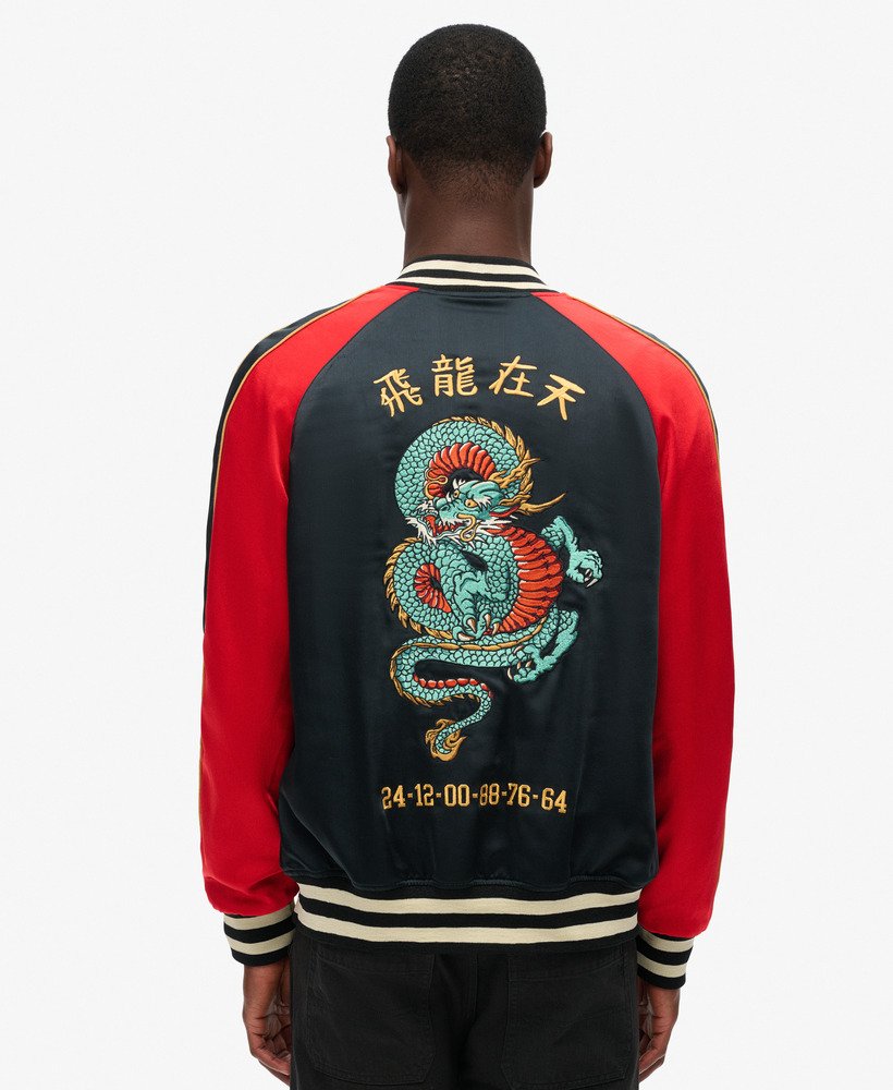 chinese nieuwjaar sukajan-jas in gitzwart
