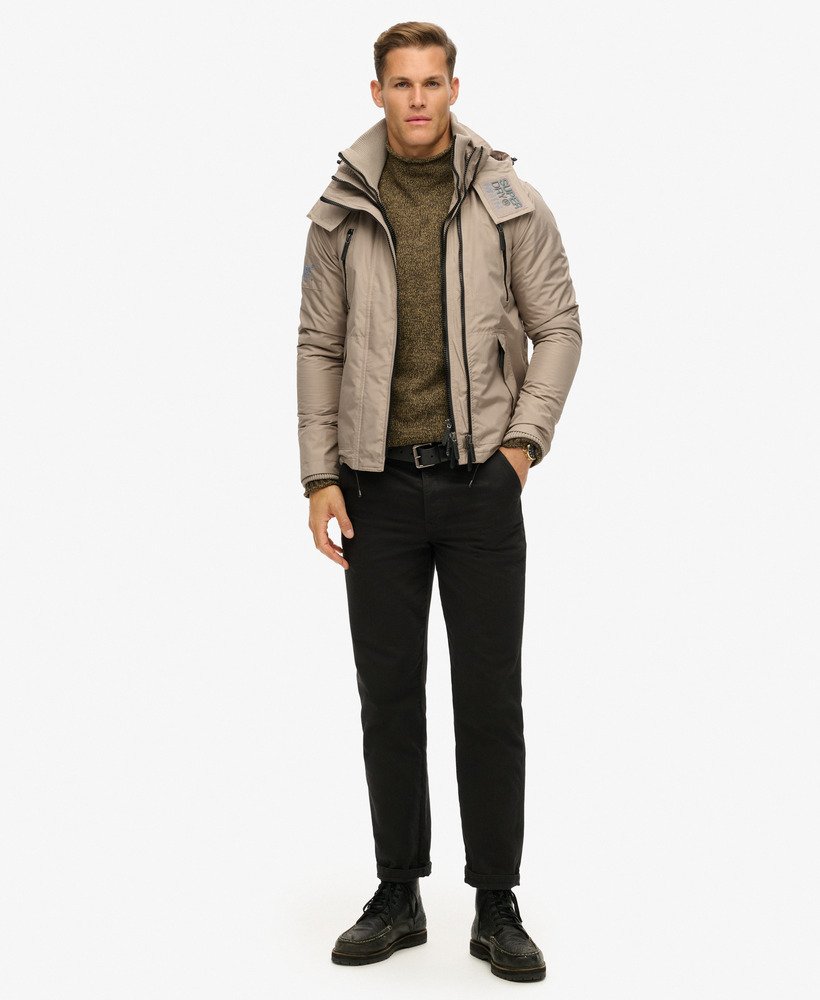 hooded mountain sd windbreaker jacket in deep beige slub