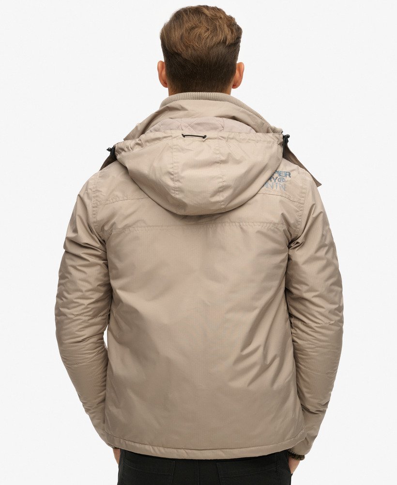 hooded mountain sd windbreaker jacket in deep beige slub