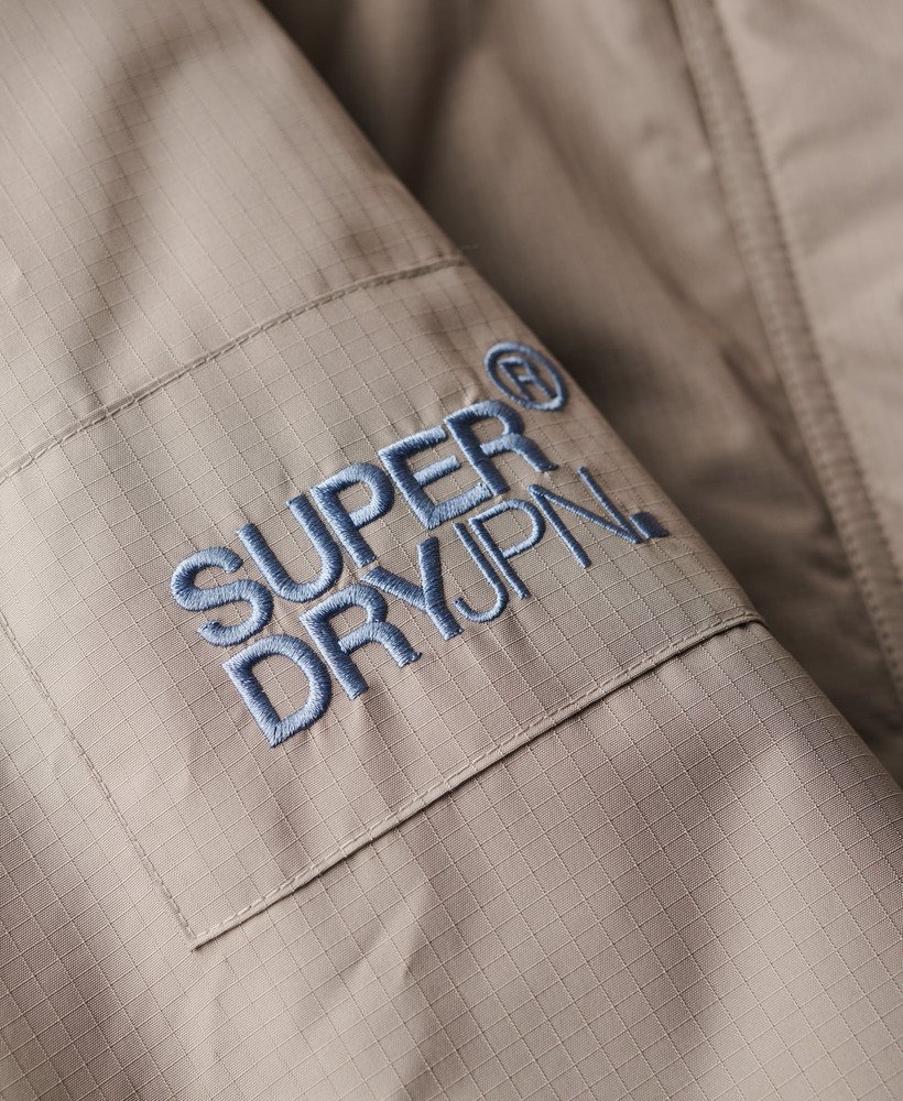hooded mountain sd windbreaker jacket in deep beige slub