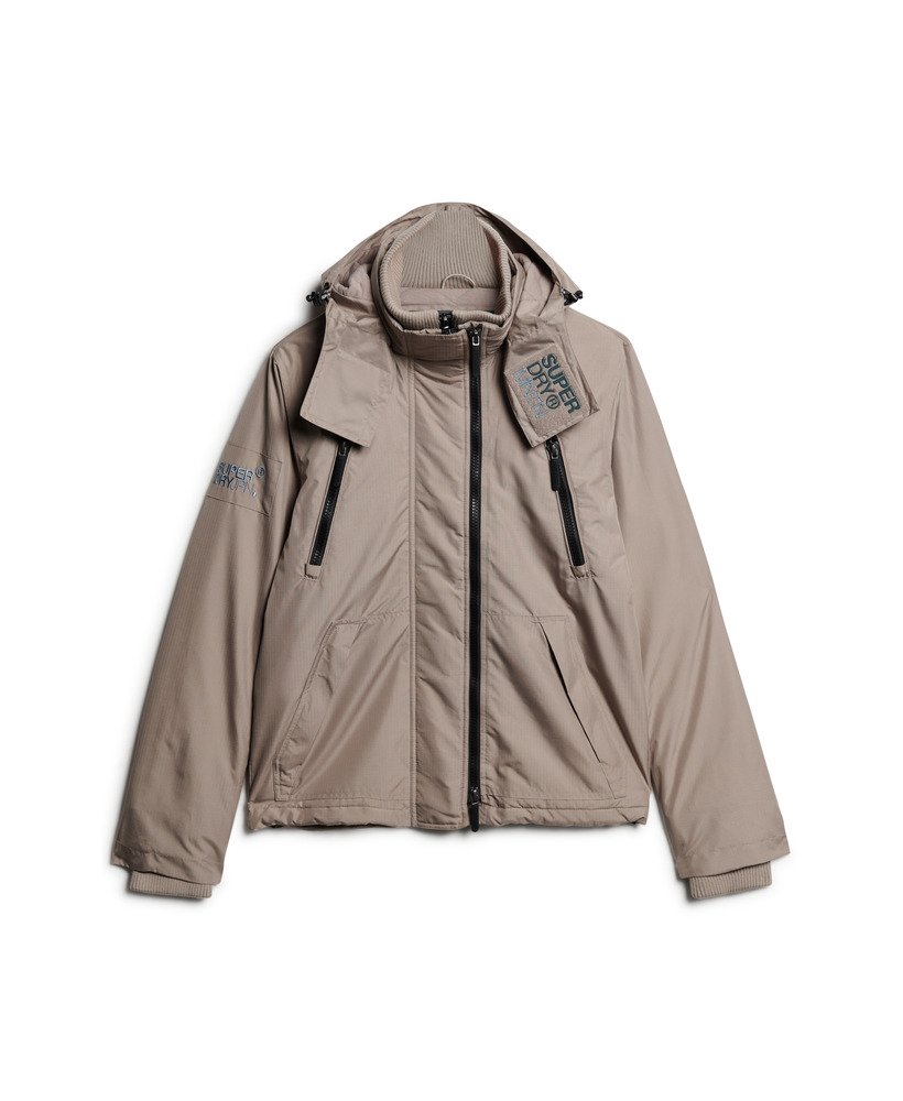 hooded mountain sd windbreaker jacket in deep beige slub