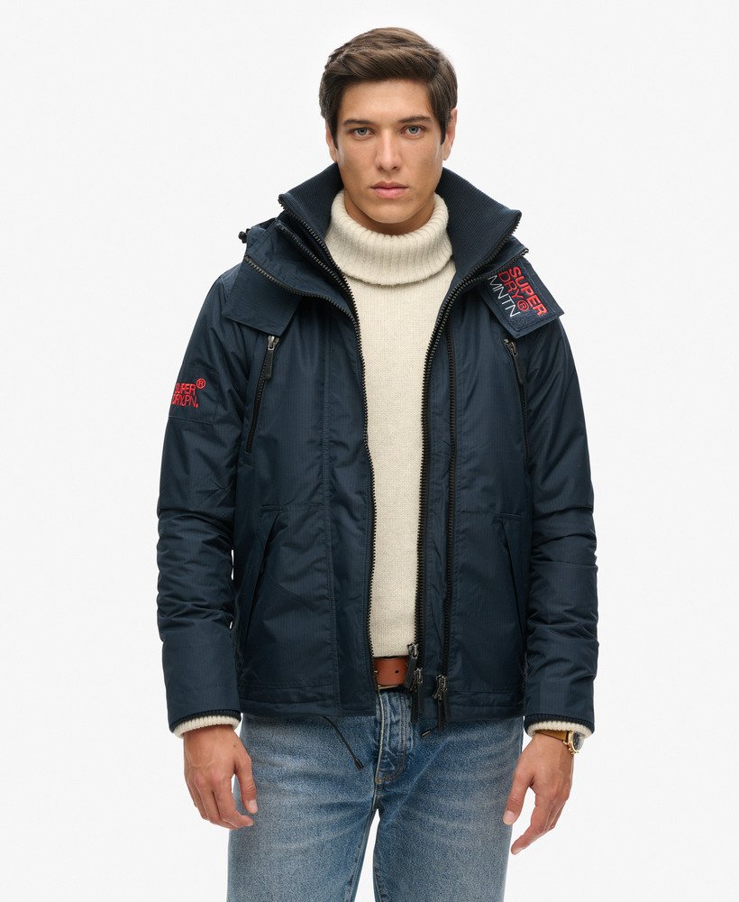 hooded mountain sd windbreaker jacket in eclipse navy