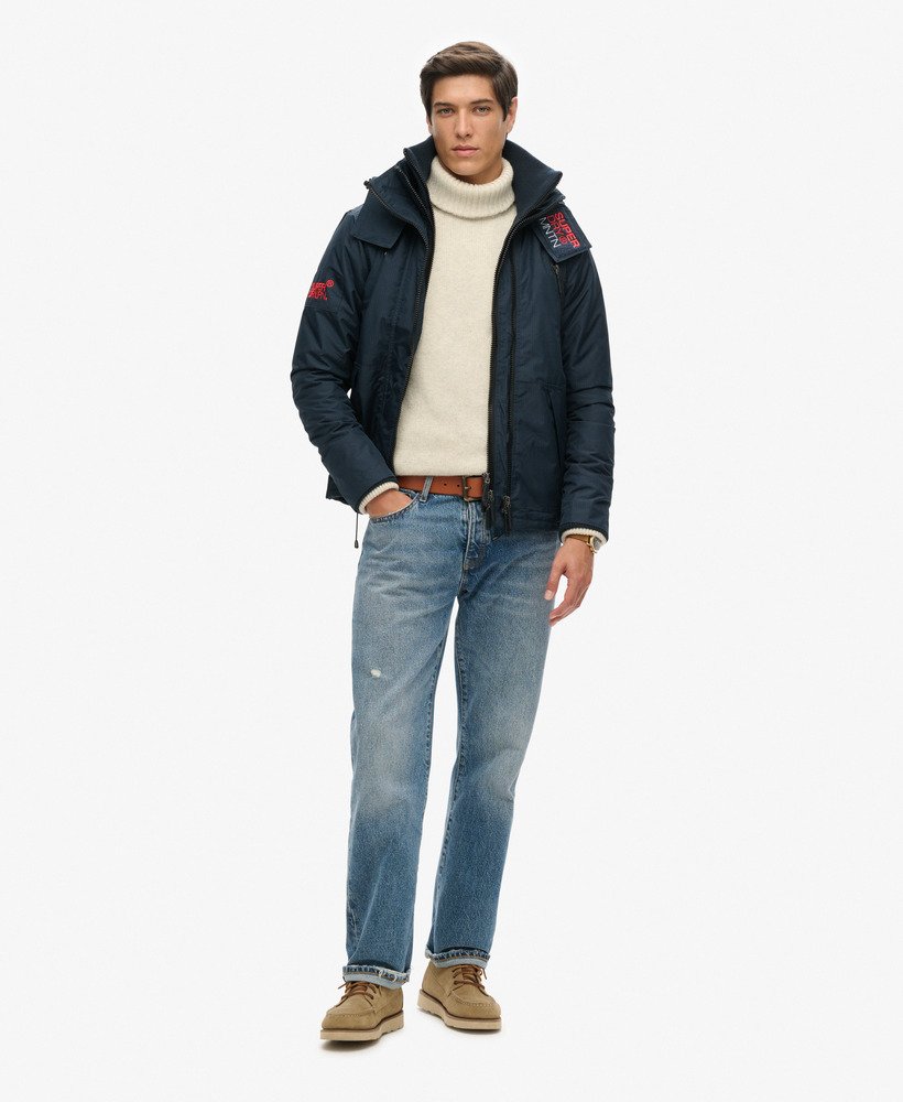 hooded mountain sd windbreaker jacket in eclipse navy