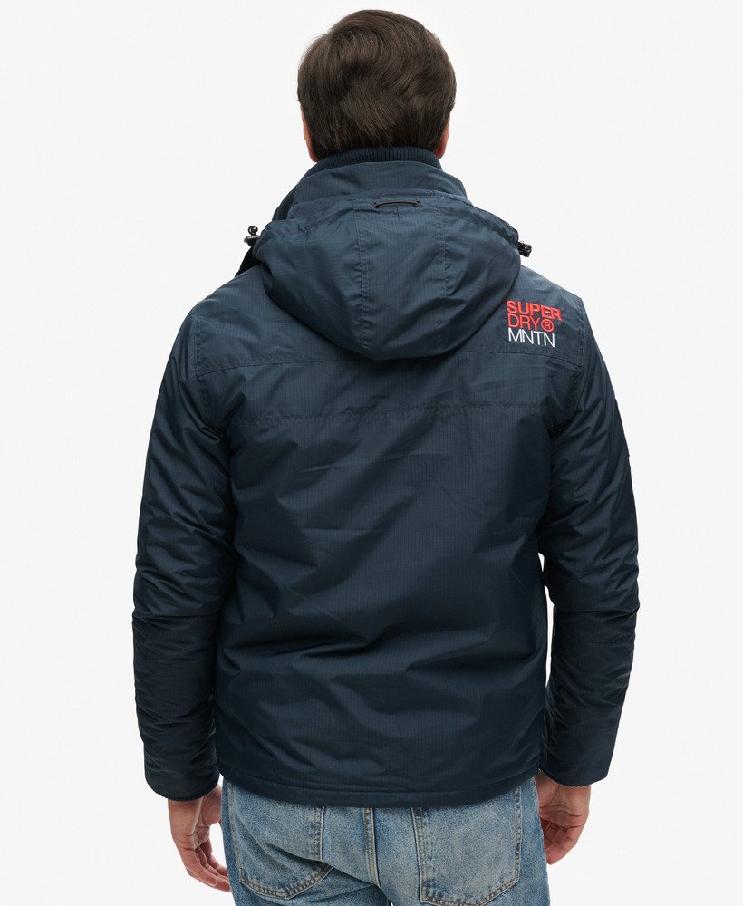 hooded mountain sd windbreaker jacket in eclipse navy
