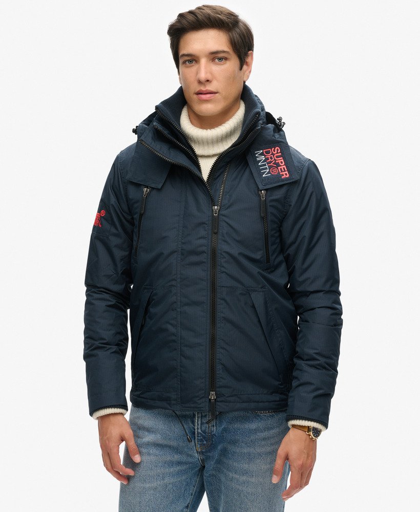 hooded mountain sd windbreaker jacket in eclipse navy