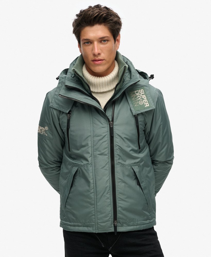 hooded mountain sd windbreaker jacket in laurel khaki