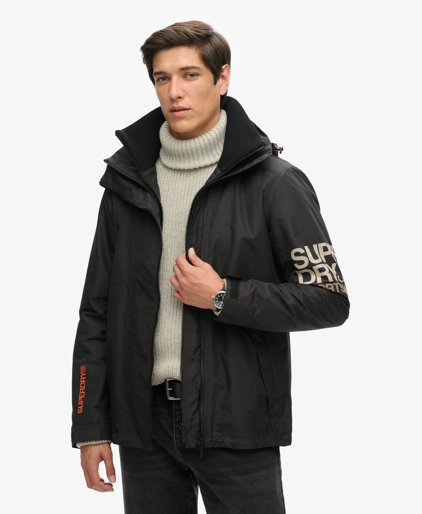 hooded yachter sd windbreaker jacket in black