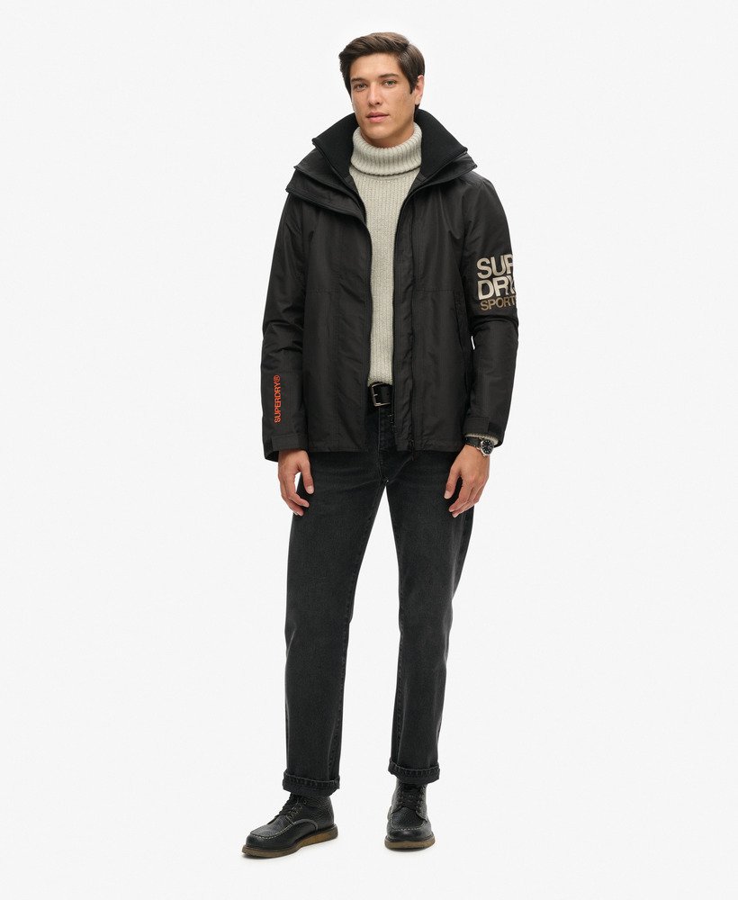 hooded yachter sd windbreaker jacket in black