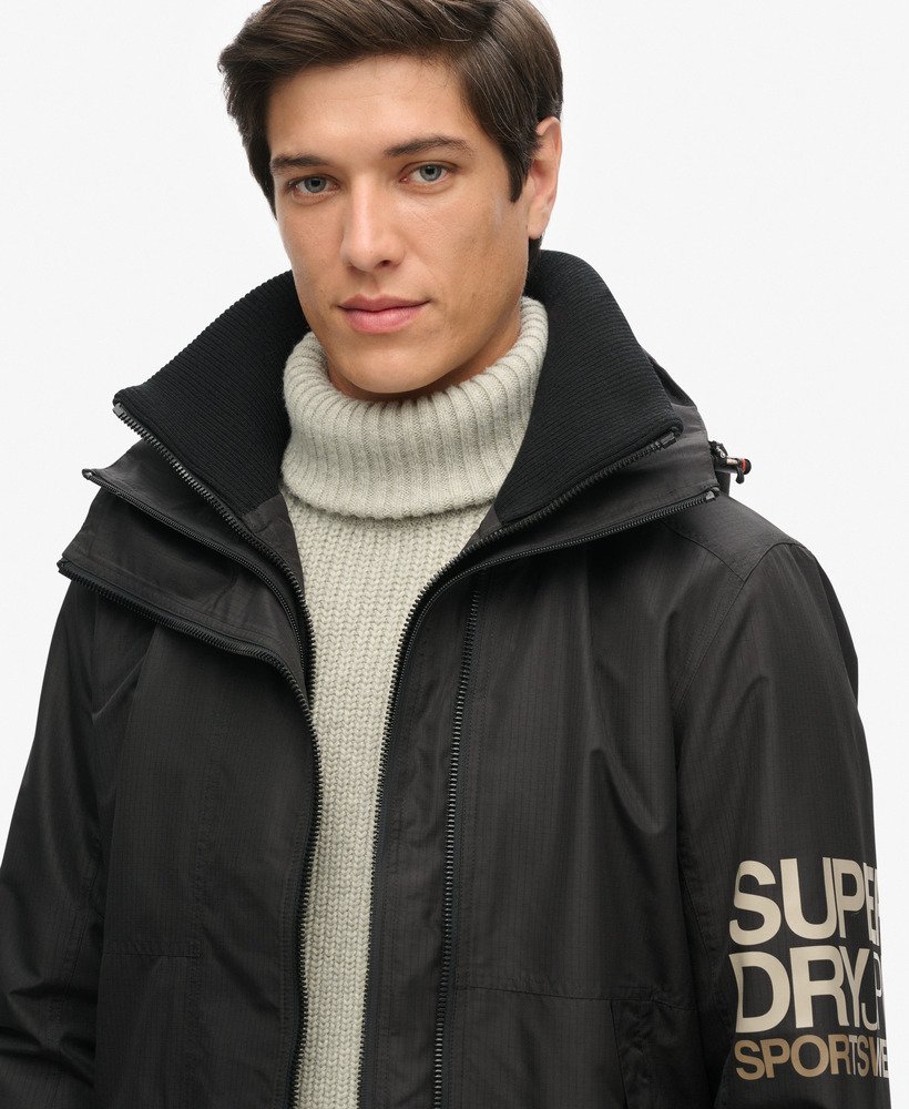 hooded yachter sd windbreaker jacket in black