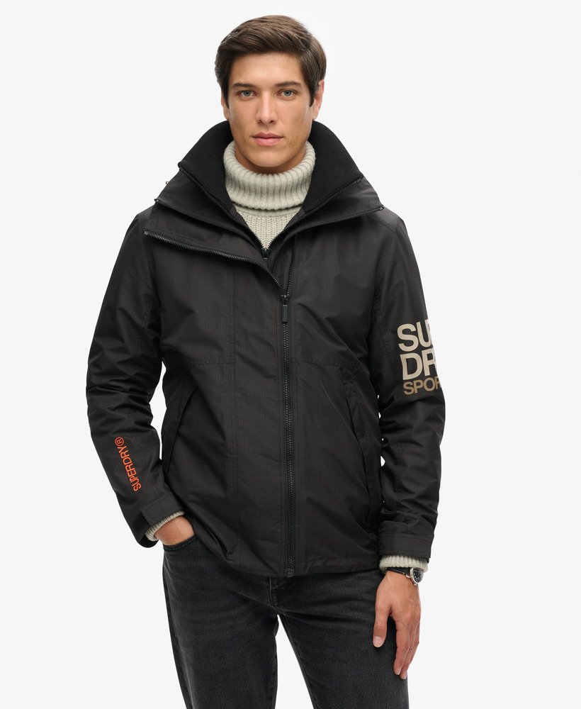 hooded yachter sd windbreaker jacket in black