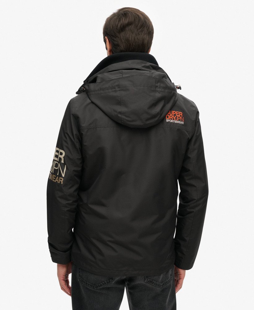 hooded yachter sd windbreaker jacket in black