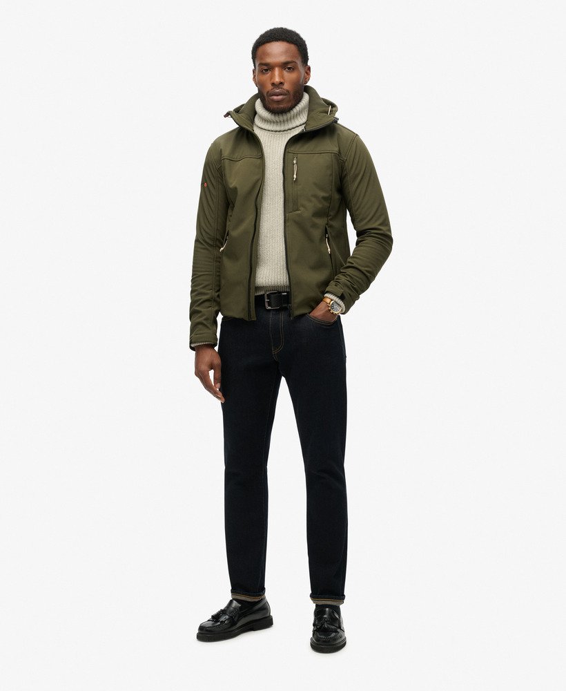 softshell trekkersjas met capuchon in legergroen kaki
