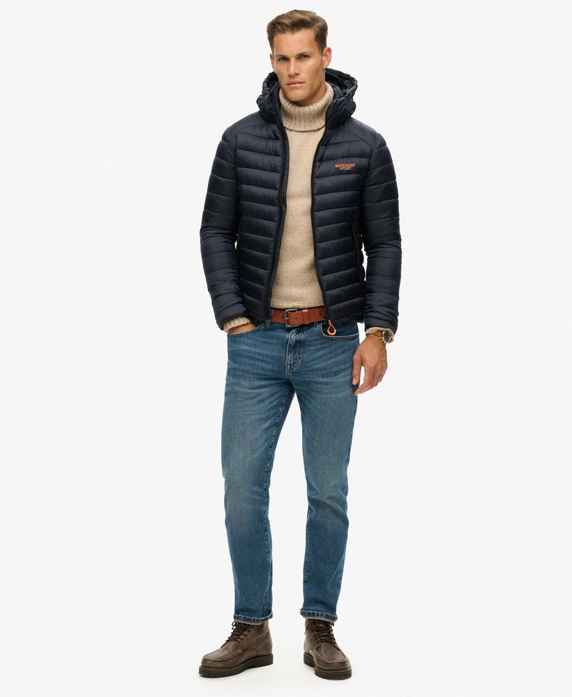 gewatteerde fuji-jas met capuchon in eclipse navy