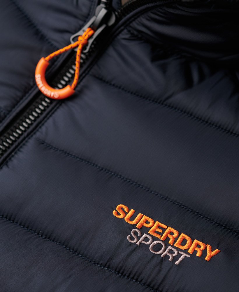 gewatteerde fuji-jas met capuchon in eclipse navy