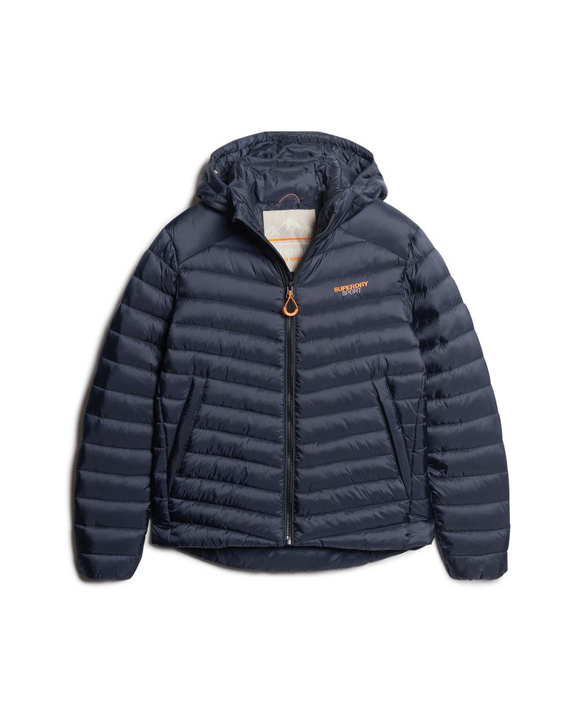 gewatteerde fuji-jas met capuchon in eclipse navy
