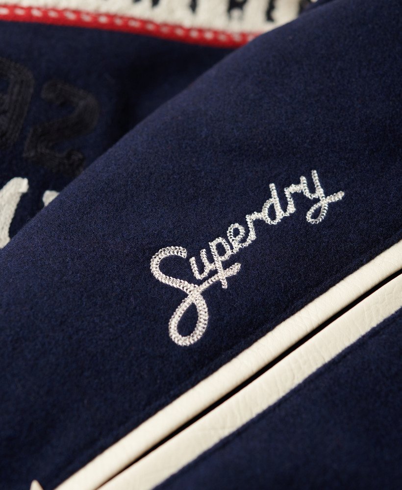 college varsity bomberjack met patches in atlantic navy