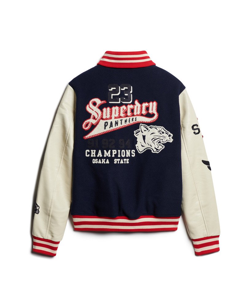 college varsity bomberjack met patches in atlantic navy