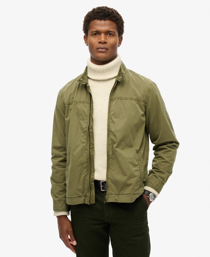 klassieke harrington-jas in donker kaki