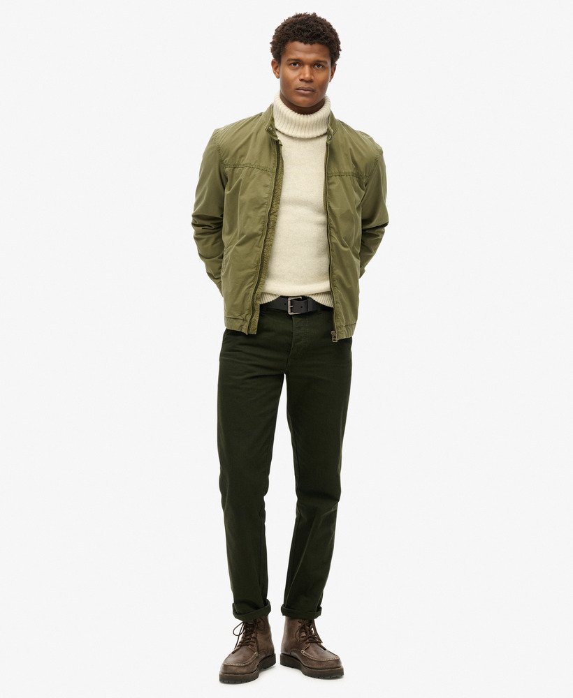 klassieke harrington-jas in donker kaki