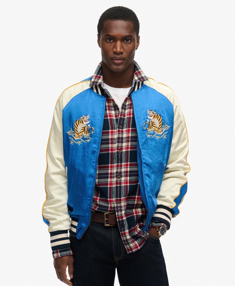 geborduurd sukajan bomberjack in dodger blue