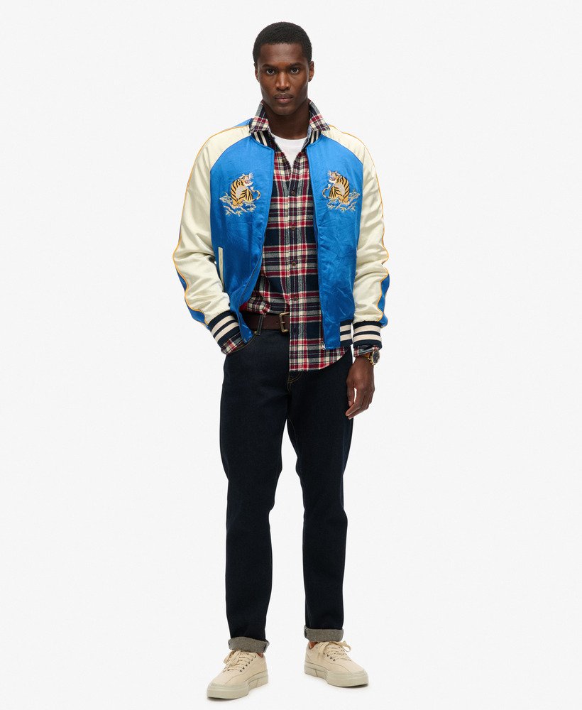geborduurd sukajan bomberjack in dodger blue