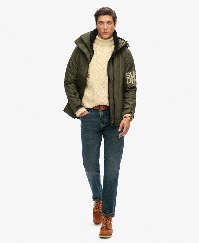 hooded yachter sd windbreaker jacket in army khaki