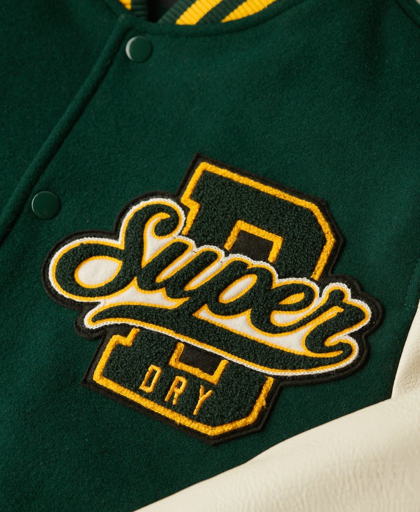 varsity wollen bomberjack in dennengroen