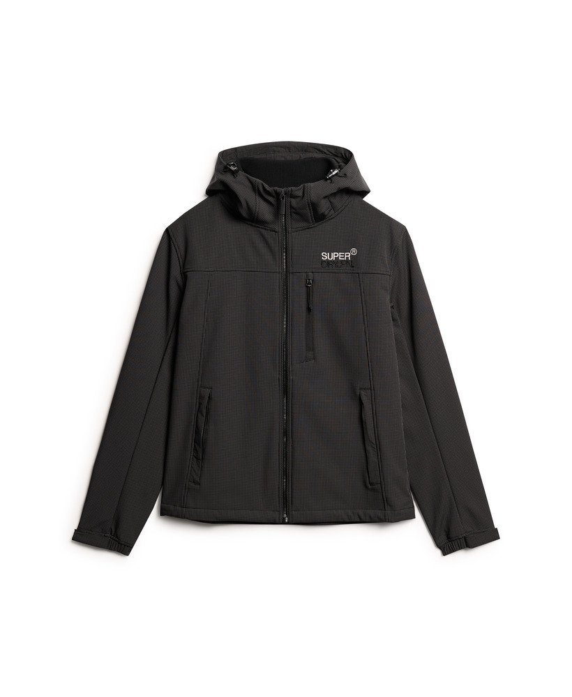 capuchonjack van ripstop softshell in zwart
