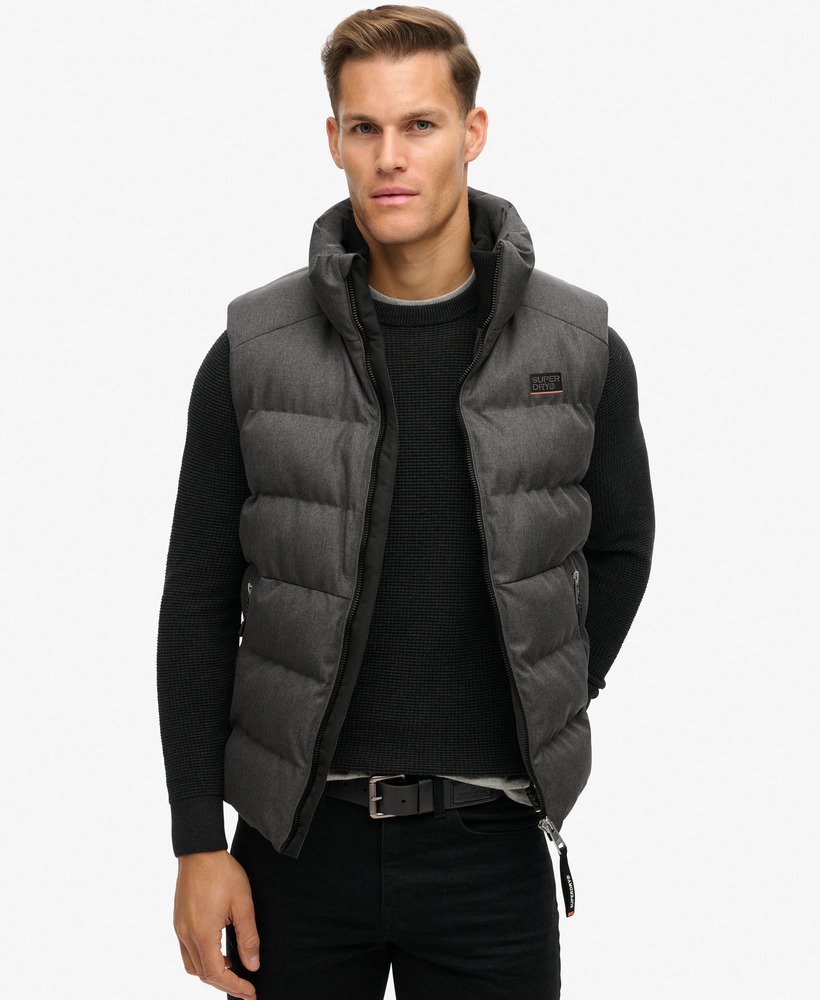 sportief gewatteerd tweed gilet in grijs gemêleerd