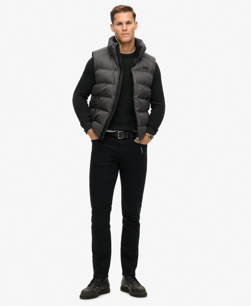 sportief gewatteerd tweed gilet in grijs gemêleerd