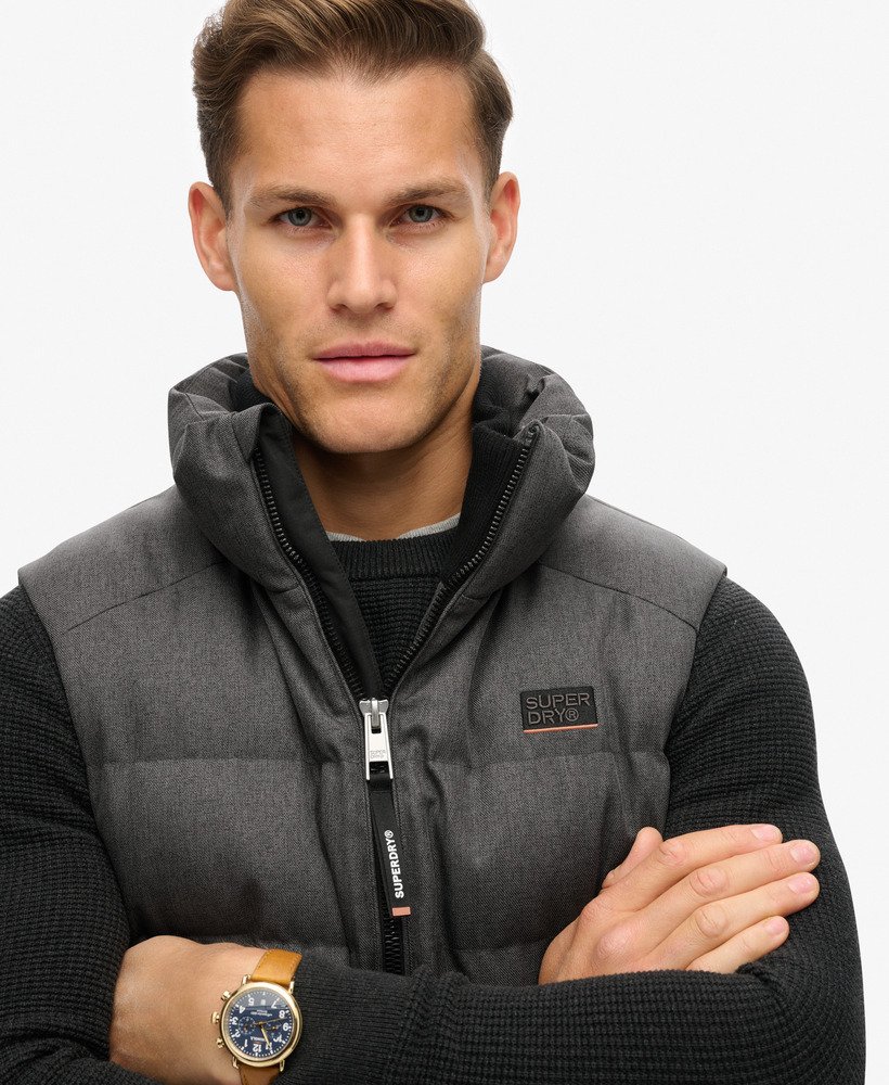 sportief gewatteerd tweed gilet in grijs gemêleerd