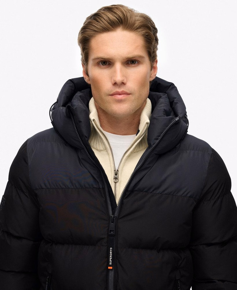 Colourblock gewatteerde jas met capuchon