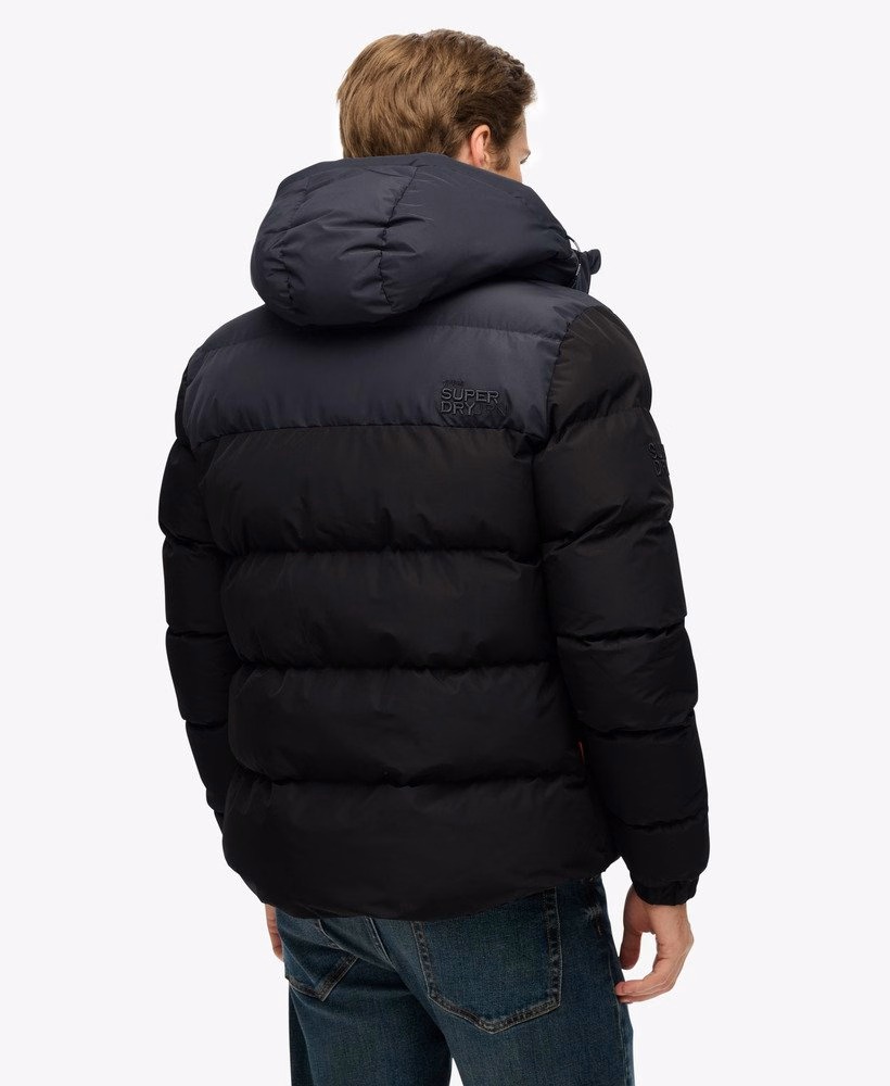 Colourblock gewatteerde jas met capuchon