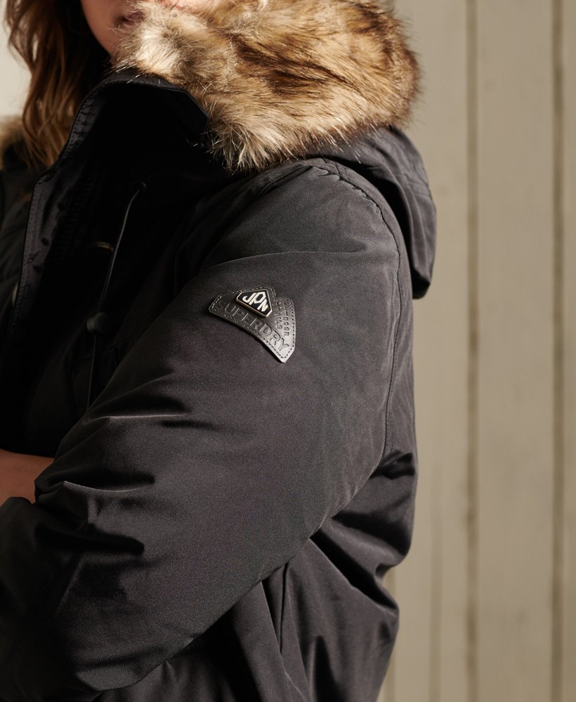 parka met capuchon en imitatiebont in zwart