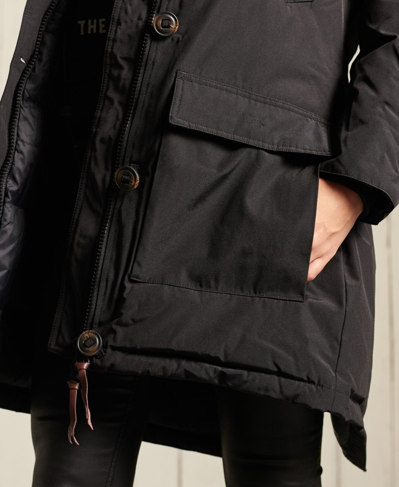 parka met capuchon en imitatiebont in zwart